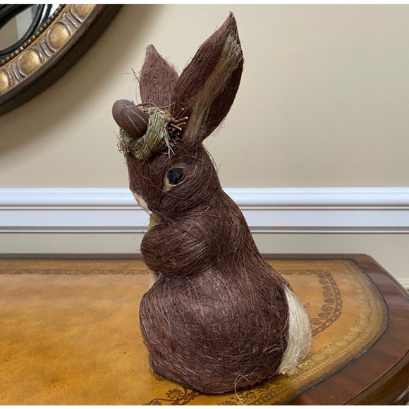 Coconut Hair Brown Easter Bunny Rabbit 11" - Picture 3 of 6